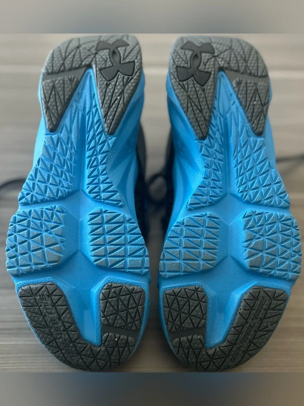 Under Armour Gray and Blue Kids Athletic Sneakers